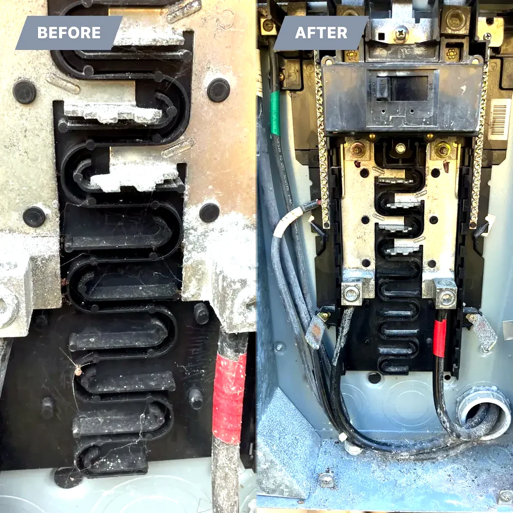 Panel replacement, before and after - KRW Electric, South Florida